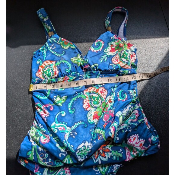 Lauren Ralph Lauren Womens One Piece Swimsuit Blue Floral Paisley Size 8 - Picture 4 of 13